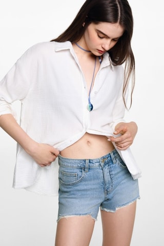 Short jean déchiré - Bleu clair