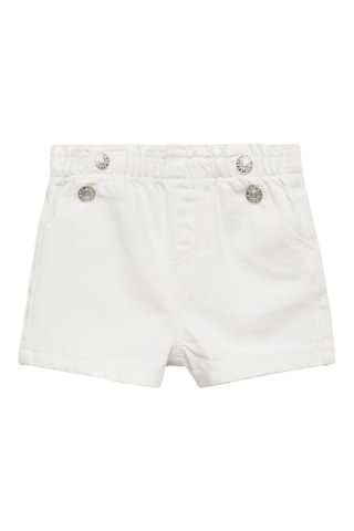 Short jean taille élastique - Blanc