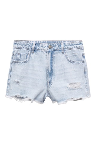 Short jean déchiré - Bleu clair
