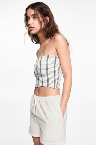 Short lin noeud - Blanc cassé