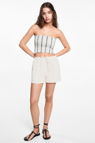 Short lin noeud - Blanc cassé