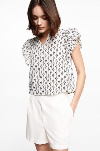 Short lin pinces - Blanc cassé