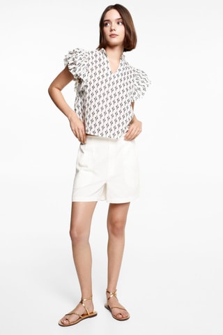 Short lin pinces - Blanc cassé