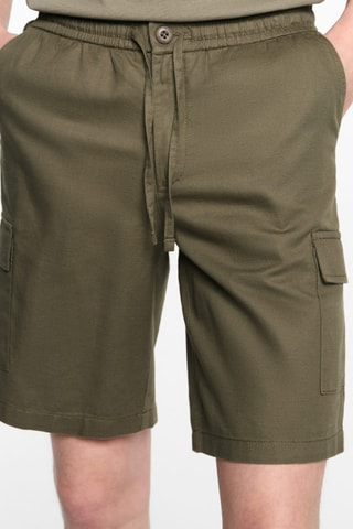 Bermuda lin poches cargo - Kaki