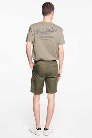 Bermuda lin poches cargo - Kaki