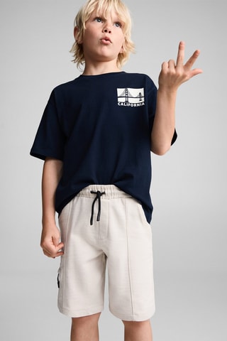 Bermuda taille élastique - Crème