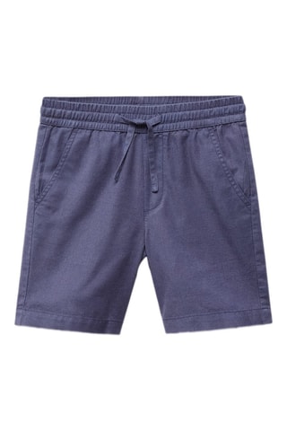 Bermuda lin taille élastique - Bleu