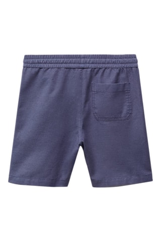 Bermuda lin taille élastique - Bleu