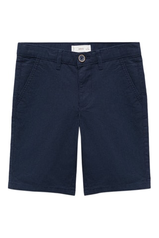 Bermuda en coton à rayures - Bleu marine