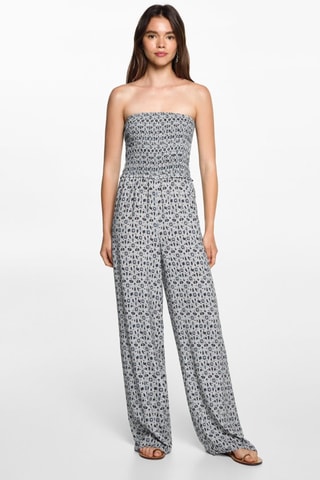 Combinaison bustier imprimée - Ecru