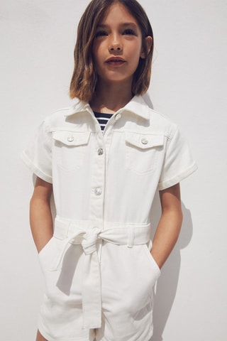 Combinaison jean ceinture - Blanc