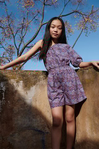 Combinaison asymétrique en imprimé cachemire - Bleu marine