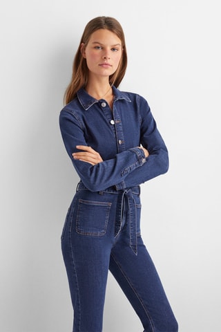 Combinaison jean boutons - Bleu