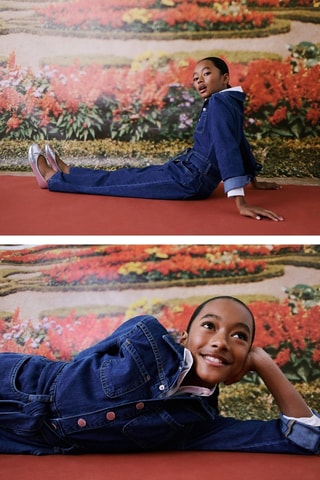 Combi-pantalon en jean - Bleu marine