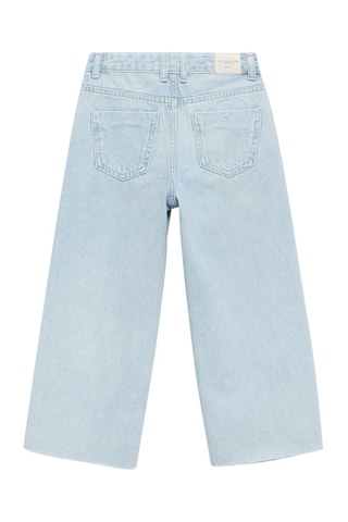 Jupe-culotte jean bas effiloché - Bleu clair