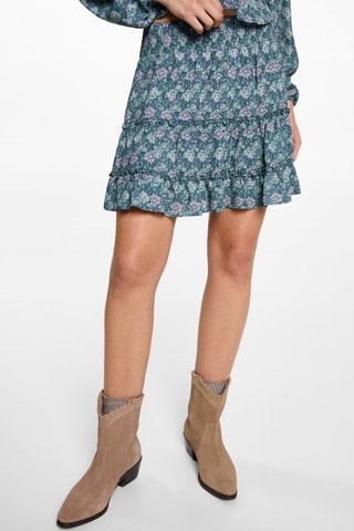 Jupe volants imprimée - Vert menthe