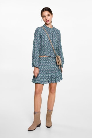 Jupe volants imprimée - Vert menthe