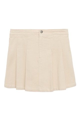 Jupe plissée velours côtelé - Écru