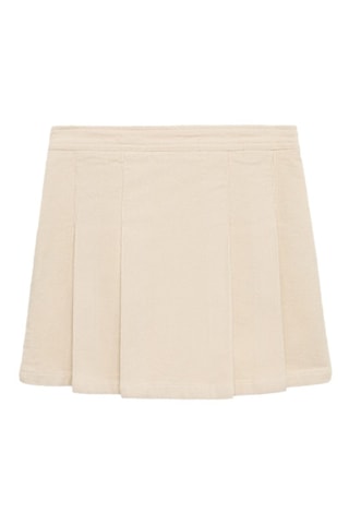 Jupe plissée velours côtelé - Écru