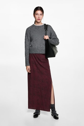 Jupe midi léopard - Rouge