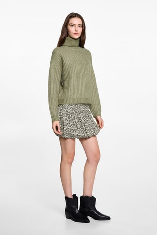 Jupe boule en imprimé floral - Noir