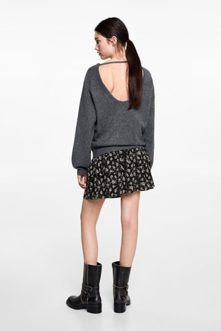 Jupe fleurs volants - Noir