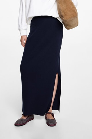 Jupe maille côtelée - Bleu marine