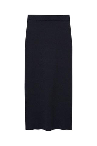 Jupe maille côtelée - Bleu marine