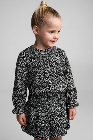 Jupe fleurs volants - Noir