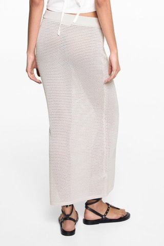 Jupe maille ajourée - Ecru