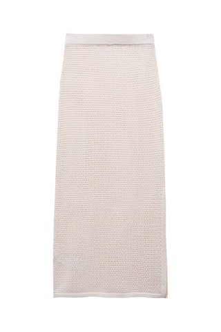 Jupe maille ajourée - Ecru