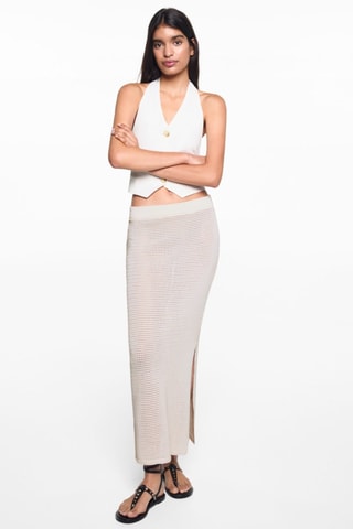 Jupe maille ajourée - Ecru