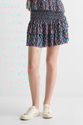 Jupe volants imprimée - Bleu marine