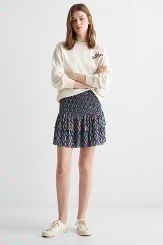 Jupe volants imprimée - Bleu marine