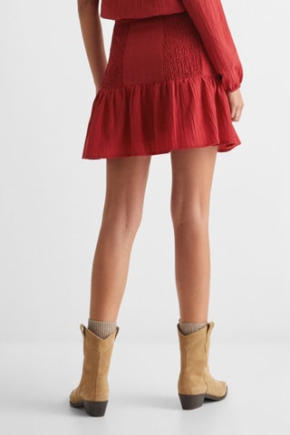 Jupe froncée volants - Rouge