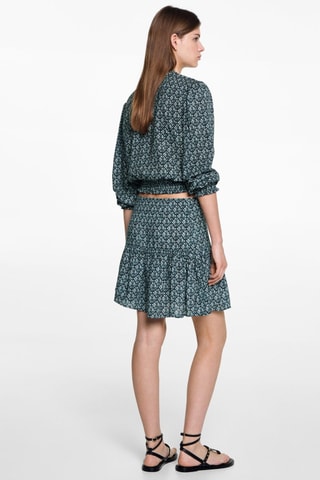 Jupe imprimée volant - Bleu marine