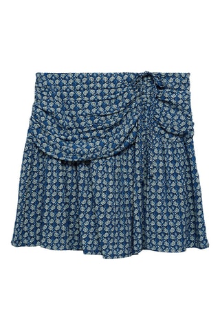 Jupe imprimée froncée - Bleu marine