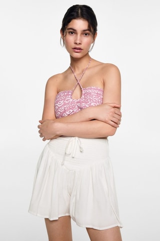 Jupe short froncée - Blanc cassé