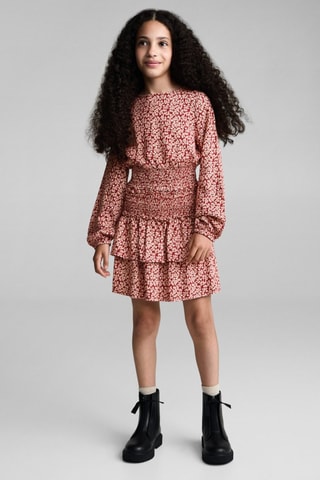 Jupe volants imprimée - Grenat