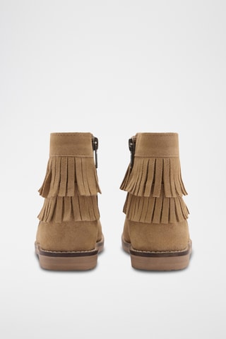 Bottines à franges cuir - Beige