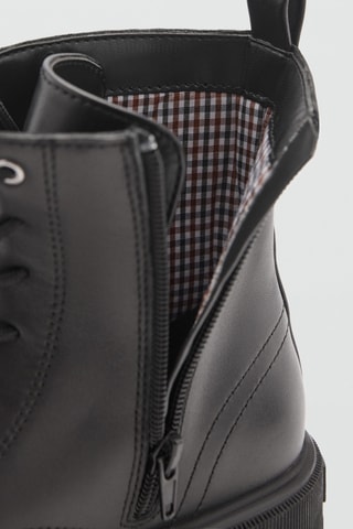 Bottines cuir lacets - Noir