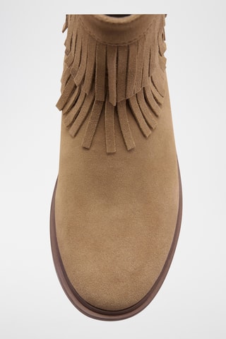 Bottines à franges cuir - Sable