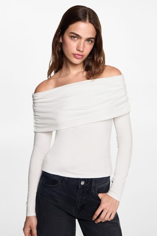 T-shirt épaules dénudées - Blanc cassé