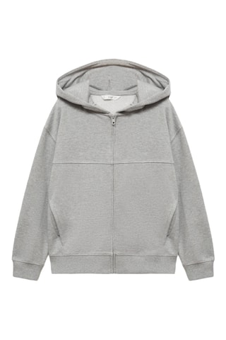 Sweat-shirt zippé à capuche - Gris chiné