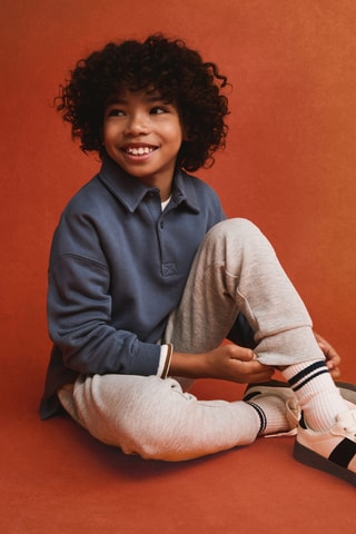 Pantalon jogger coton - Gris chiné