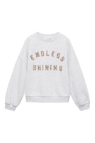 Sweat-shirt à message en relief - Gris clair chiné