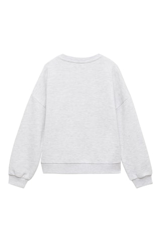 Sweat-shirt à message en relief - Gris clair chiné