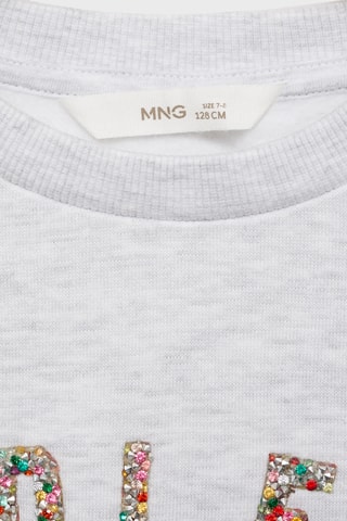 Sweat-shirt à message en relief - Gris clair chiné