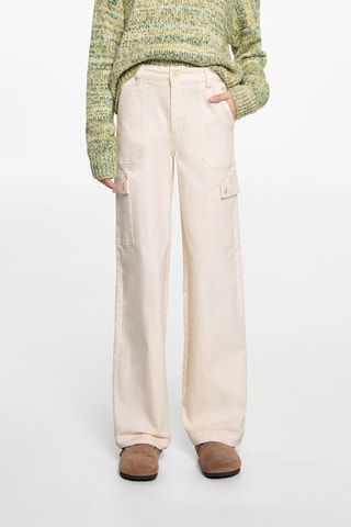 Jean style jupe-culotte poches - Ecru