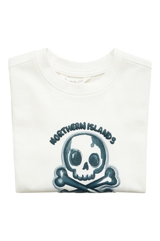 T-shirt coton imprimé - Blanc cassé